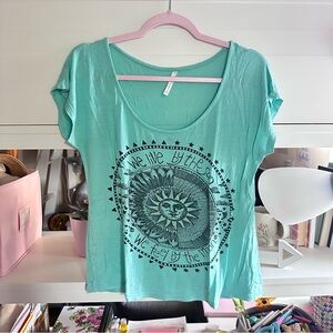 2 PC BUNDLE Ocasion Mint Sun and Moon Graphic Tee + ONE TRUTH Long Beloved Tee